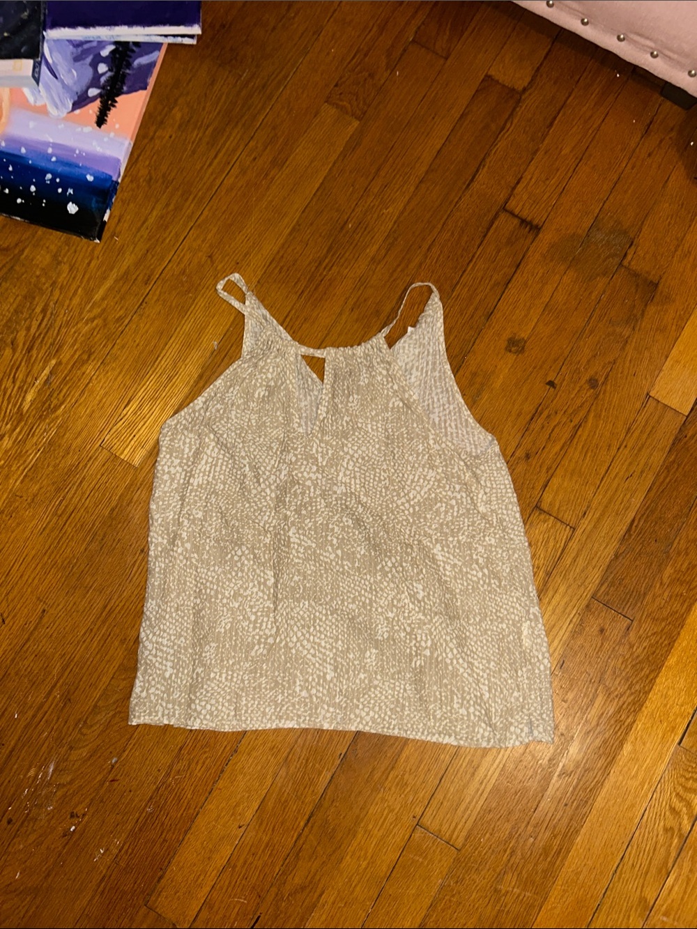GAP light beige Printed Sleeveless Flowy Cami Top